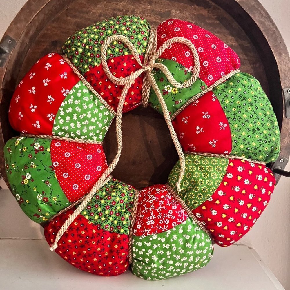Handmade Cottagecore Fabric Wreath 17”